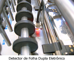 O detector de folha dupla eletrônico garante maior confiabilidade e rapidez no acerto e troca de papel