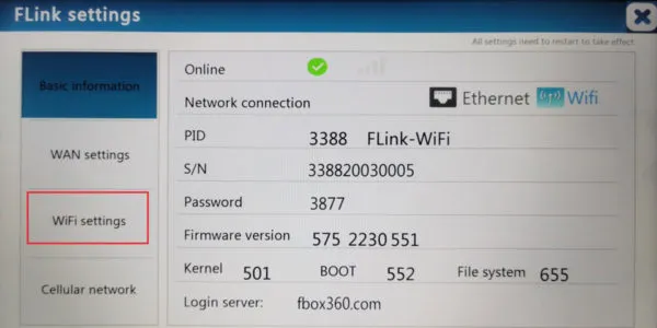 Flink WiFi para monitoramento remoto da AOPACK