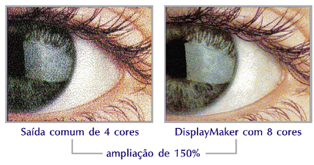 As impressoras a jato de tinta de 4 cores produzem imagens carentes em detalhes e cores.