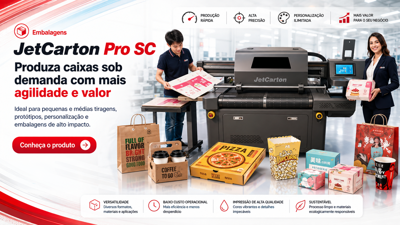JetCarton Pro SC - Impressora digital industrial para papelão corrugado, caixas, embalagens e sacolas personalizadas
