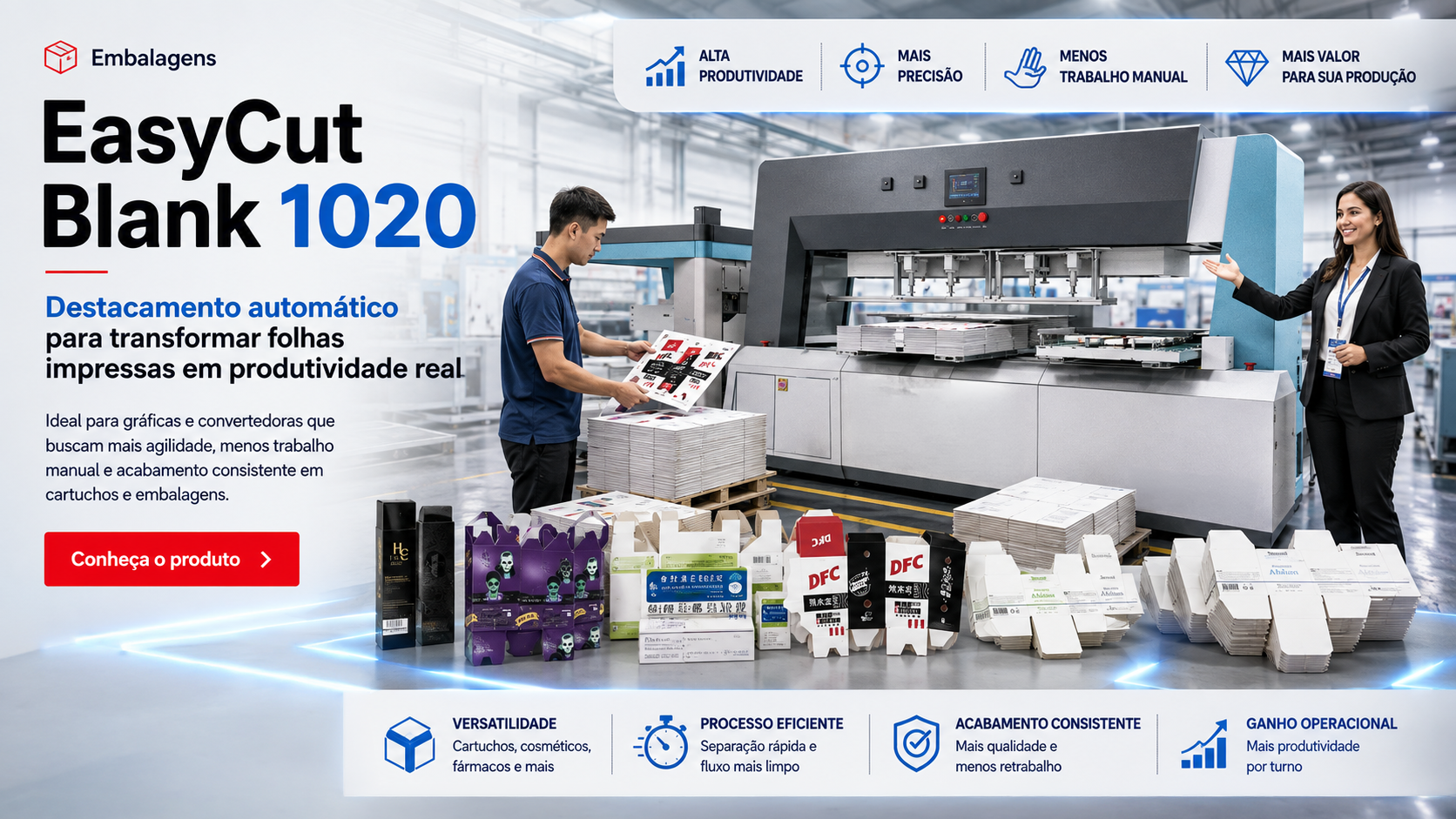 EasyCut Blank 1020 - Máquina automática para destaque e decapagem