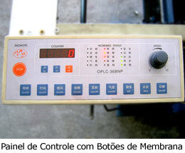 Painel de controle com botões de membrana